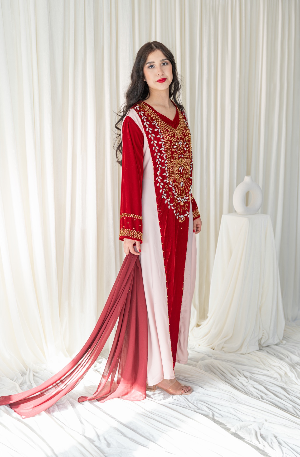 A woman wearing a traditional dress.