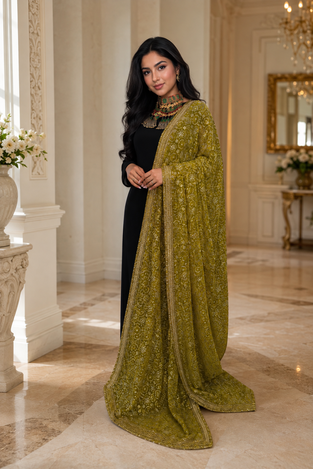 Zehra Olive Scarf
