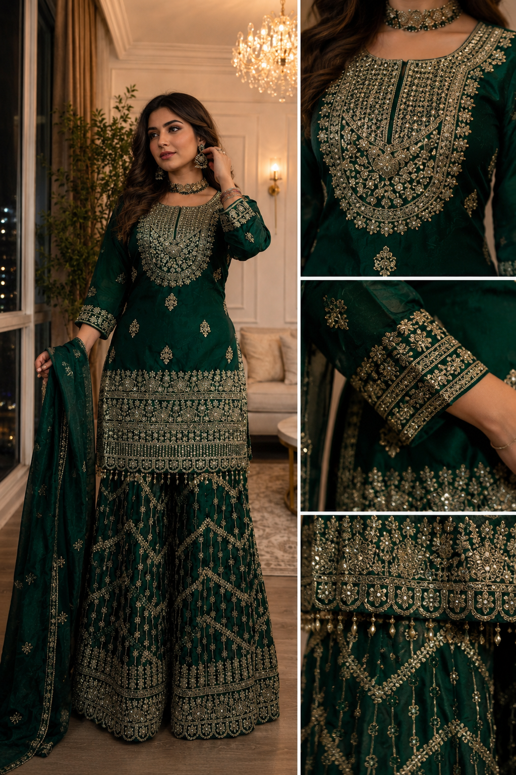 Mahnoor Emerald Embroidered Set